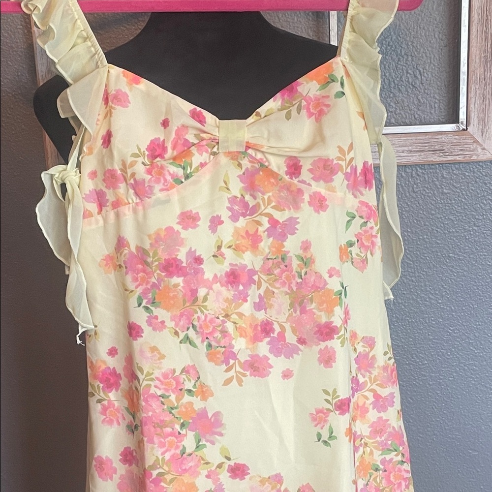 Beginning Boutique Floral Yellow and Pink Dress